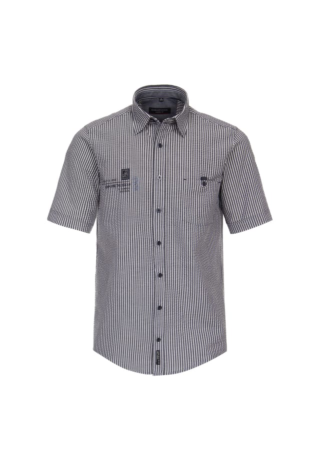 

Повседневная рубашка с коротким рукавом в полоску свободного покроя Casamoda, синий