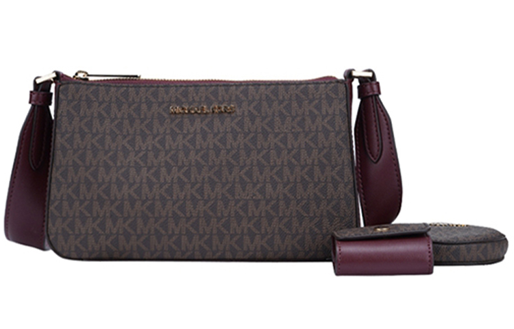 

Сумка кросс-боди Jet Set из ПВХ Маленькая Женская Коричневая и Бордовая MICHAEL KORS
