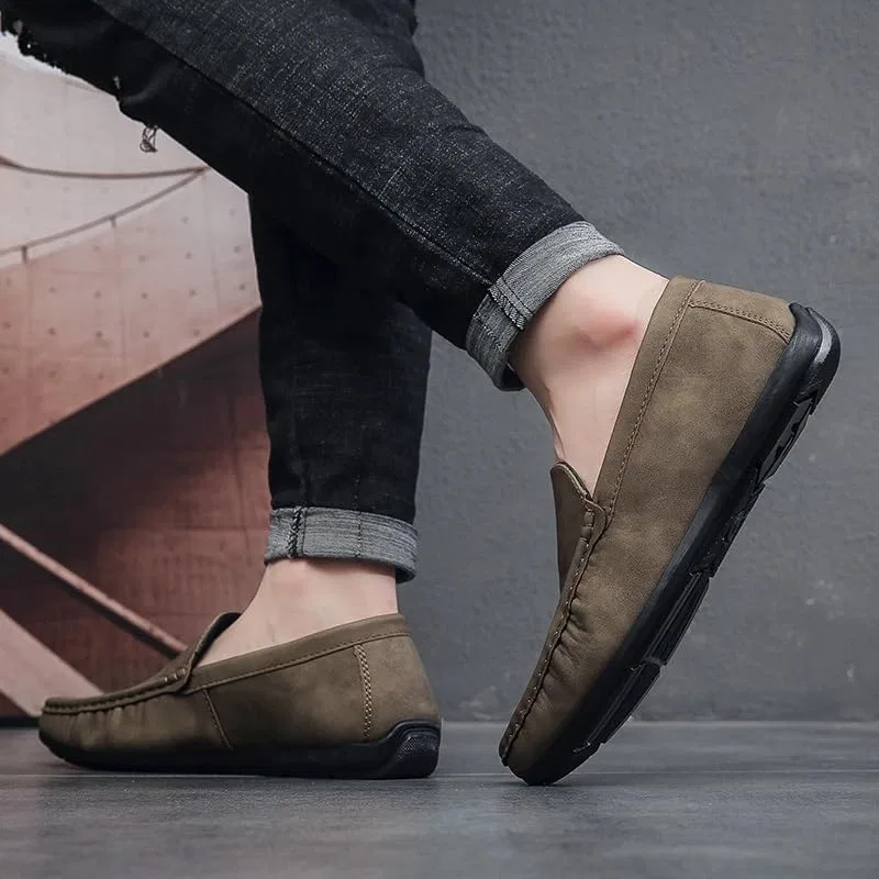 Лоферы замшевые мужские Slip-On с каблуком, Brown UOPYNE — фото 4