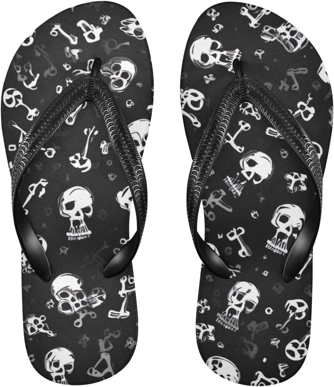 

Черные шлепанцы с черепом, пляжные летние повседневные сандалии для женщин и мужчин, тапочки для душа, размер XS Kfbe