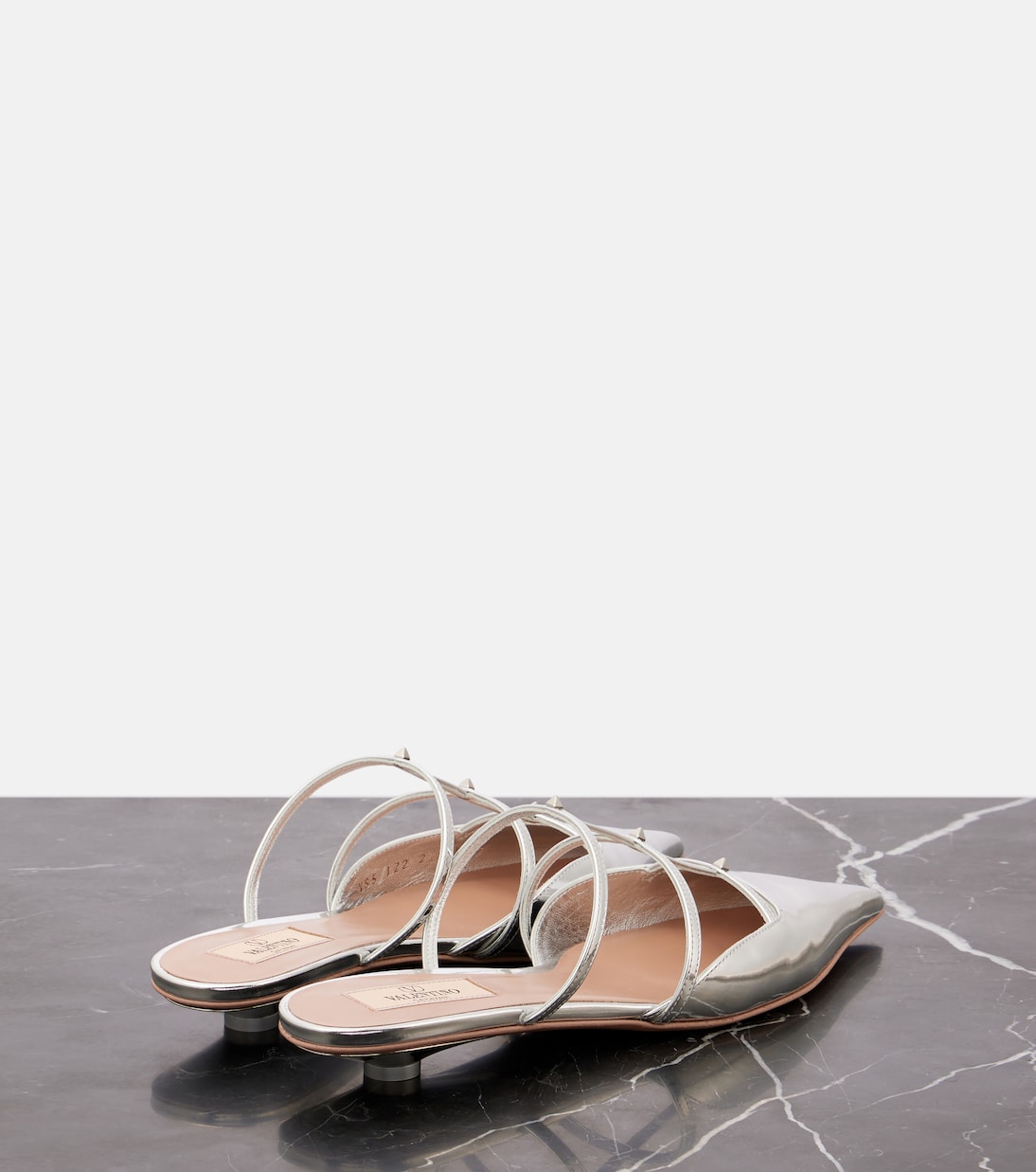 Туфли Rockstud из металлизированной кожи Valentino Garavani, серебряный — фото 3