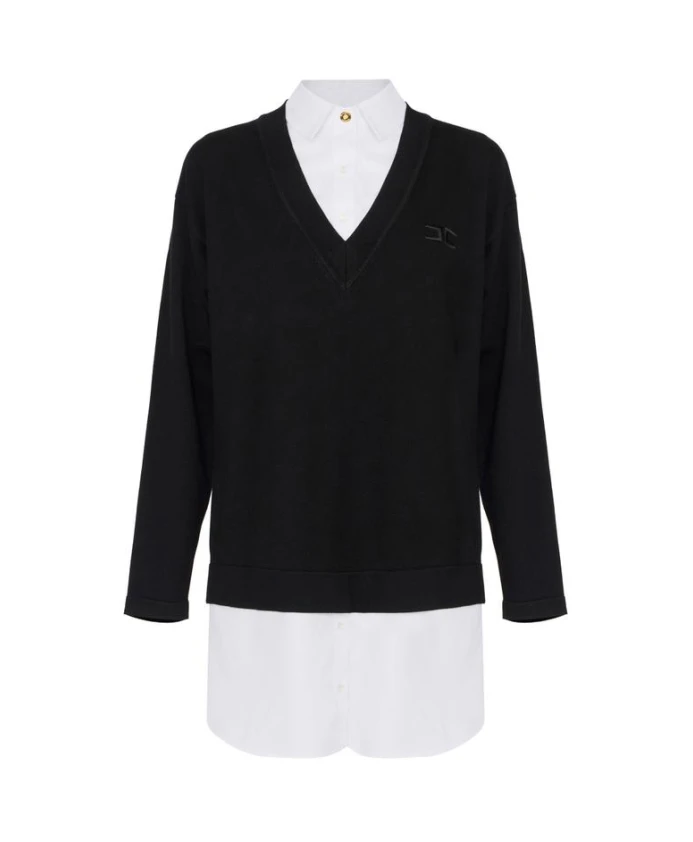 

Платье из вискозы и хлопкового поплина Elisabetta Franchi, черный