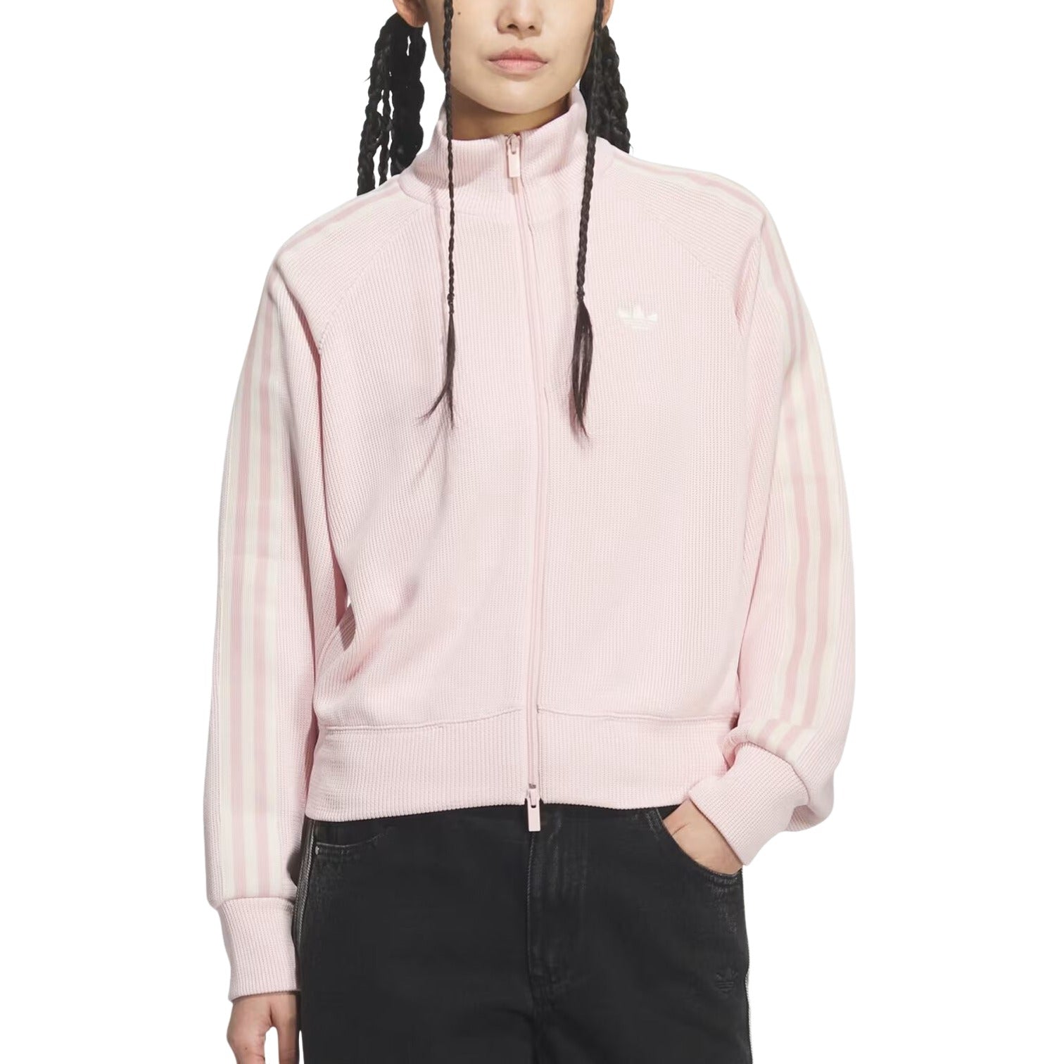 (WMNS) Вязаная спортивная футболка Adidas Knit Balloon Track Top 'Sandy Pink' — фото 2