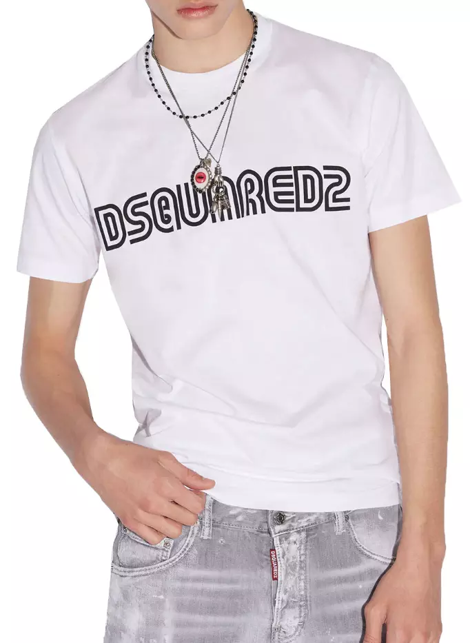 

Элегантная классическая белая хлопковая футболка Dsquared2