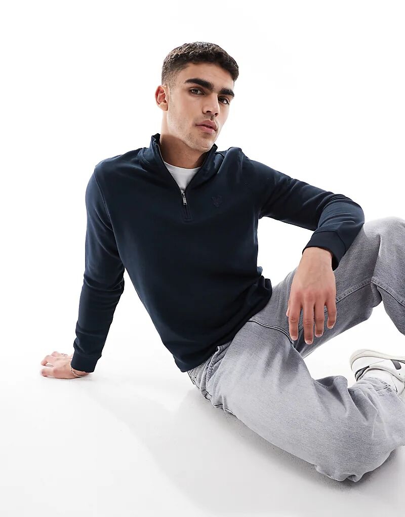 

Тонкая толстовка Lyle & Scott с застежкой-молнией на четверть оборота, темно-синего цвета