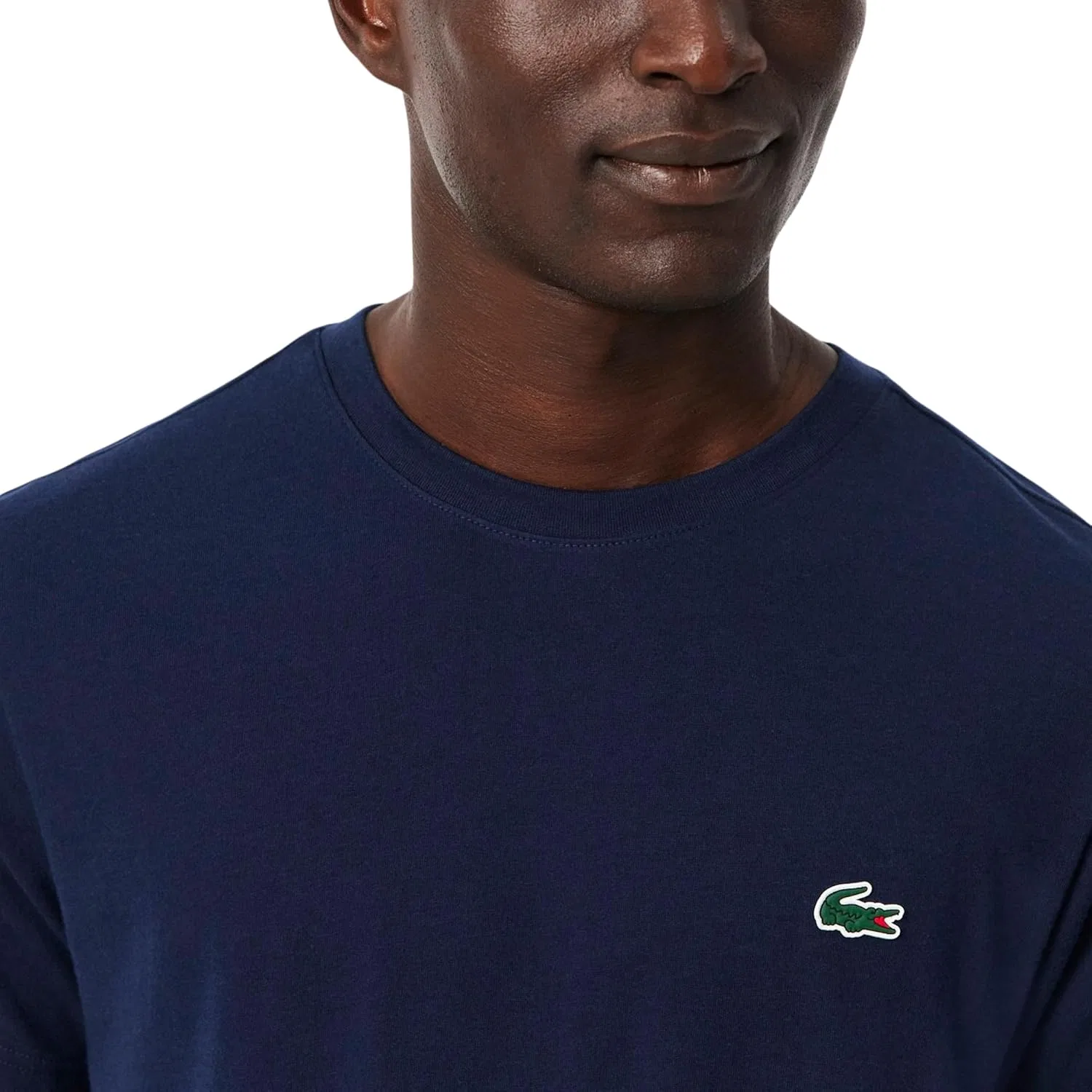 Футболка спортивная Lacoste Ultra Dry Crocodile Graphic Sport T-Shirt, с принтом, темно-синий/белый — фото 2