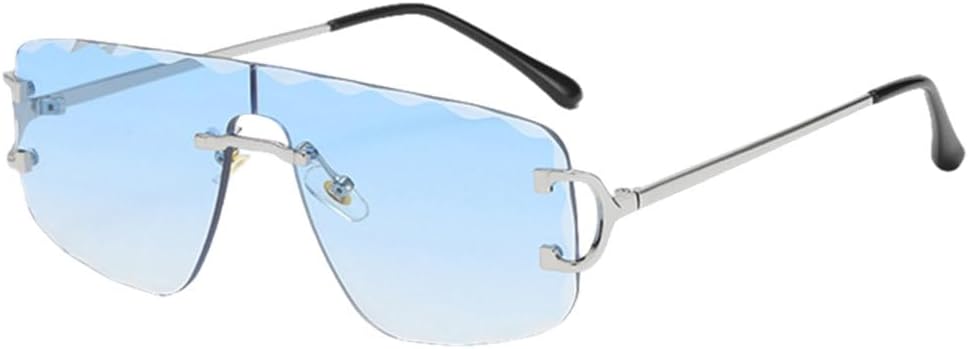 

Солнцезащитные очки MUTYNE в большой оправе без ободка, модные женские, металлические, сине-зеленые, квадратные, для мужчин и женщин, декоративные, унисекс, Silver With Blue