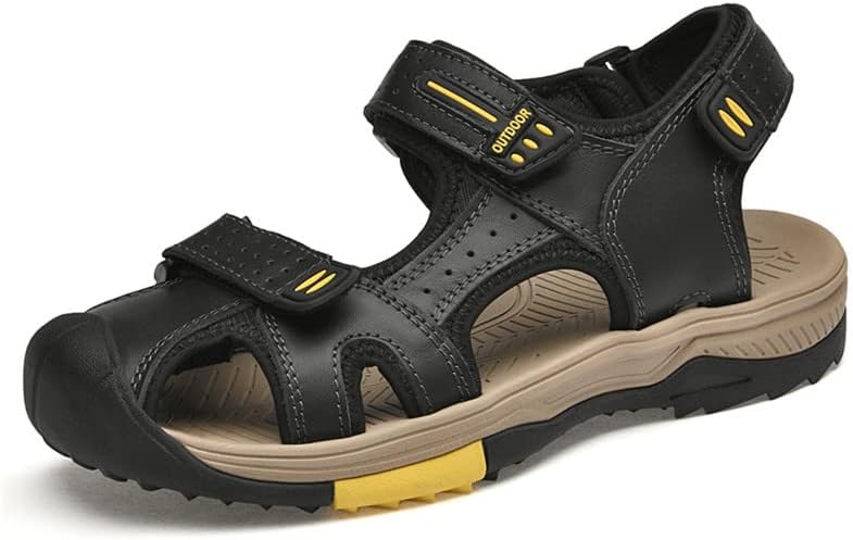 

Мужские водные походные сандалии LLTMALL с закрытым носком, удобные кожаные нескользящие повседневные сандалии для лета, черный