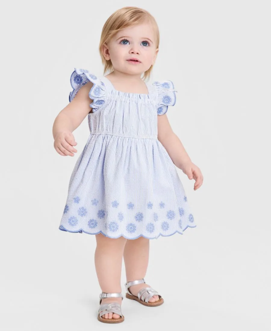 Детское платье из жатой ткани, эксклюзивно представленное в Macy's First Impressions, синий whisper