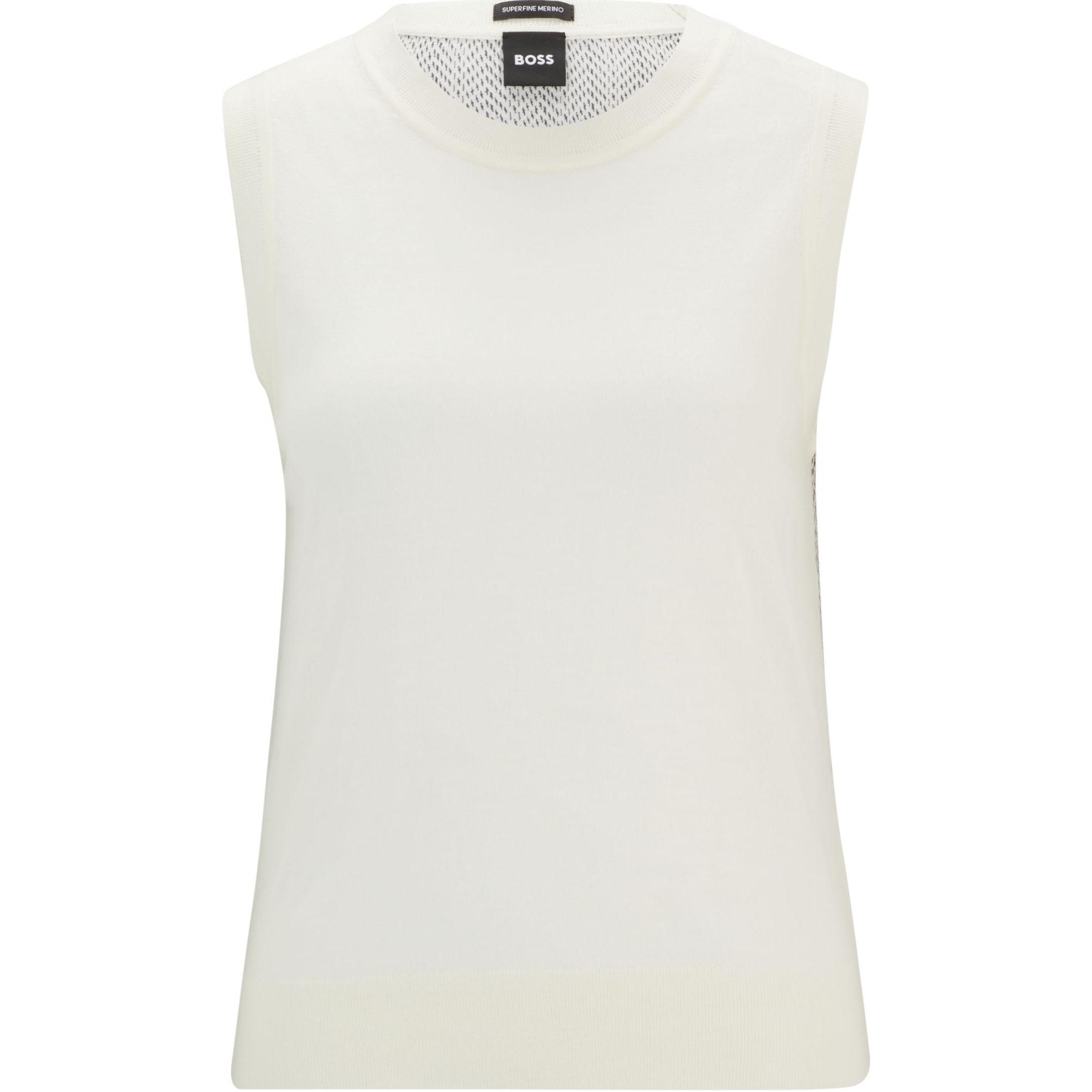

Вязаный топ без рукавов с абстрактным узором Boss HUGO BOSS, Natural White