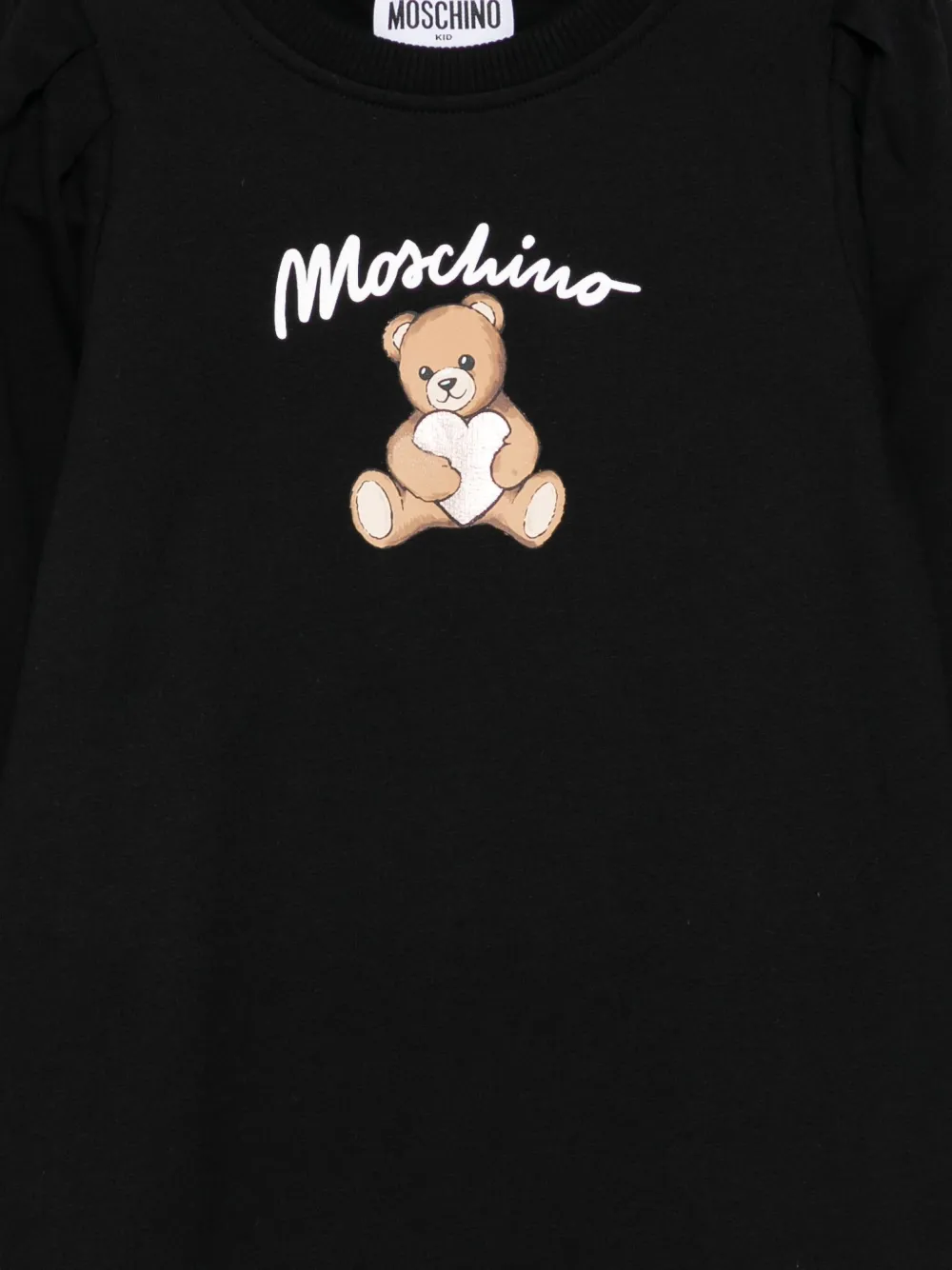 Платье с длинными рукавами и принтом плюшевого мишки Moschino Kids, черный — фото 3