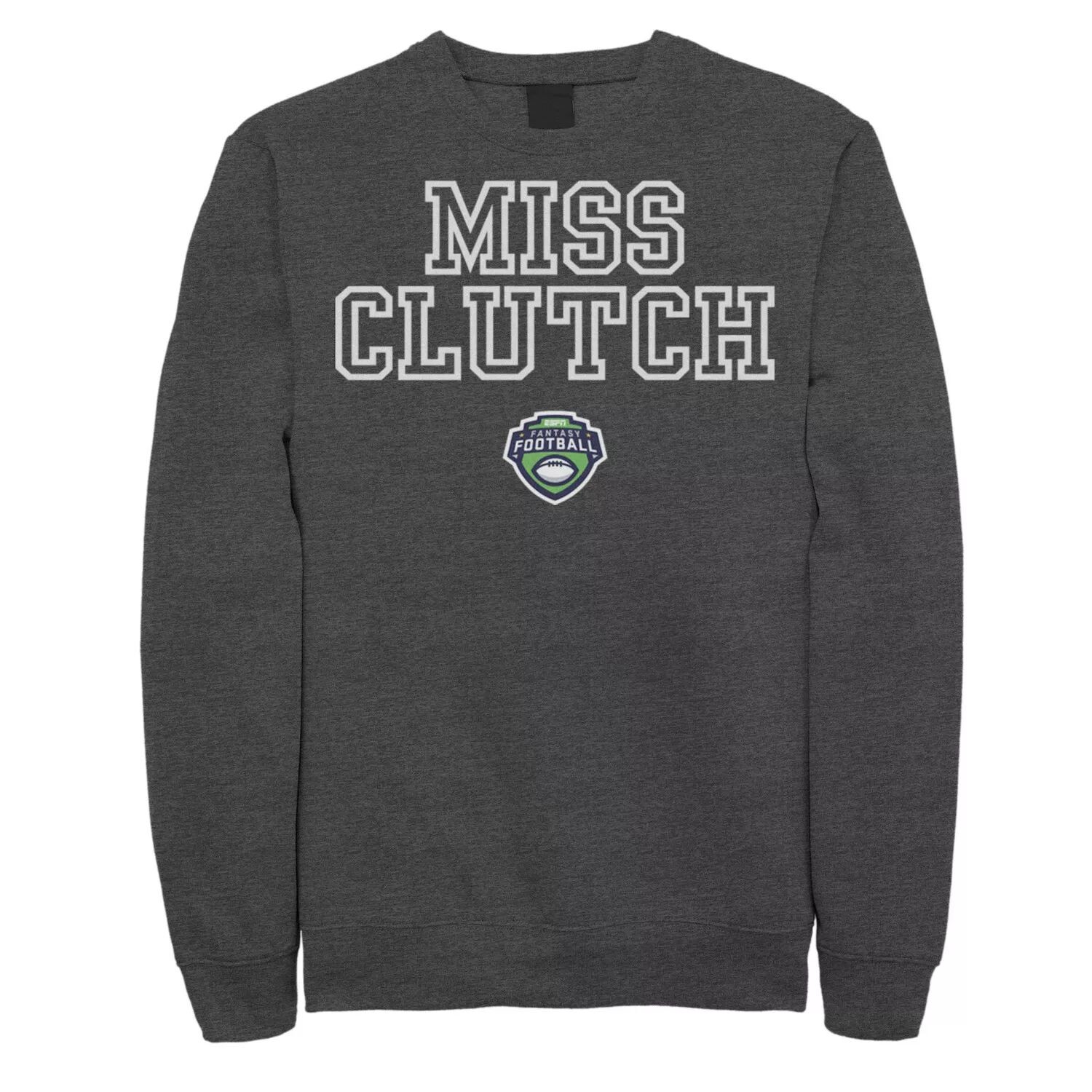 

Мужской белый свитшот с текстовым логотипом ESPN Miss Clutch Licensed Character