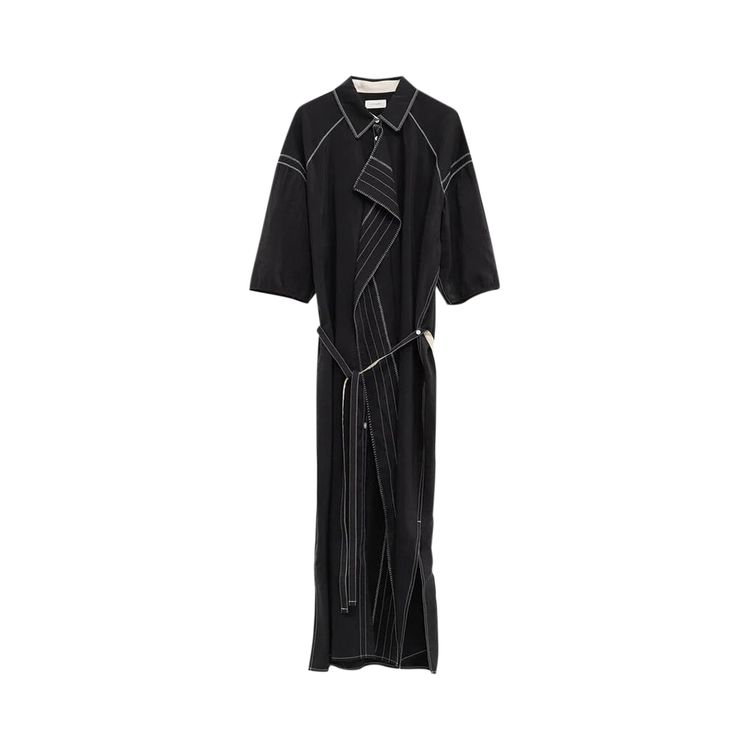 

Рубашка Lemaire Embroidered Asymmetrical Shirt Dress Black, черный