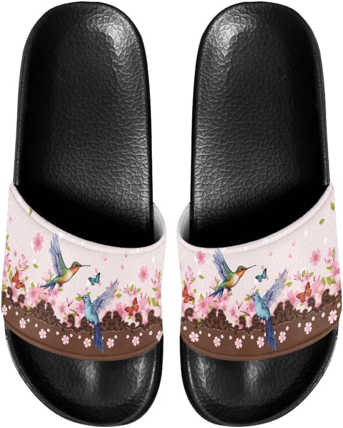 

Женские тапочки JUDENTIDOS с открытым носком, нескользящей подошвой, однотонной застежкой и мягкой плоской подошвой, Hummingbird Floral
