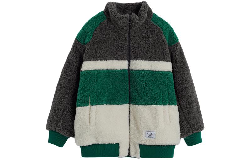 Детская куртка со стоячим воротником, средней высоты GAP, желтый белый patchwork — фото 4