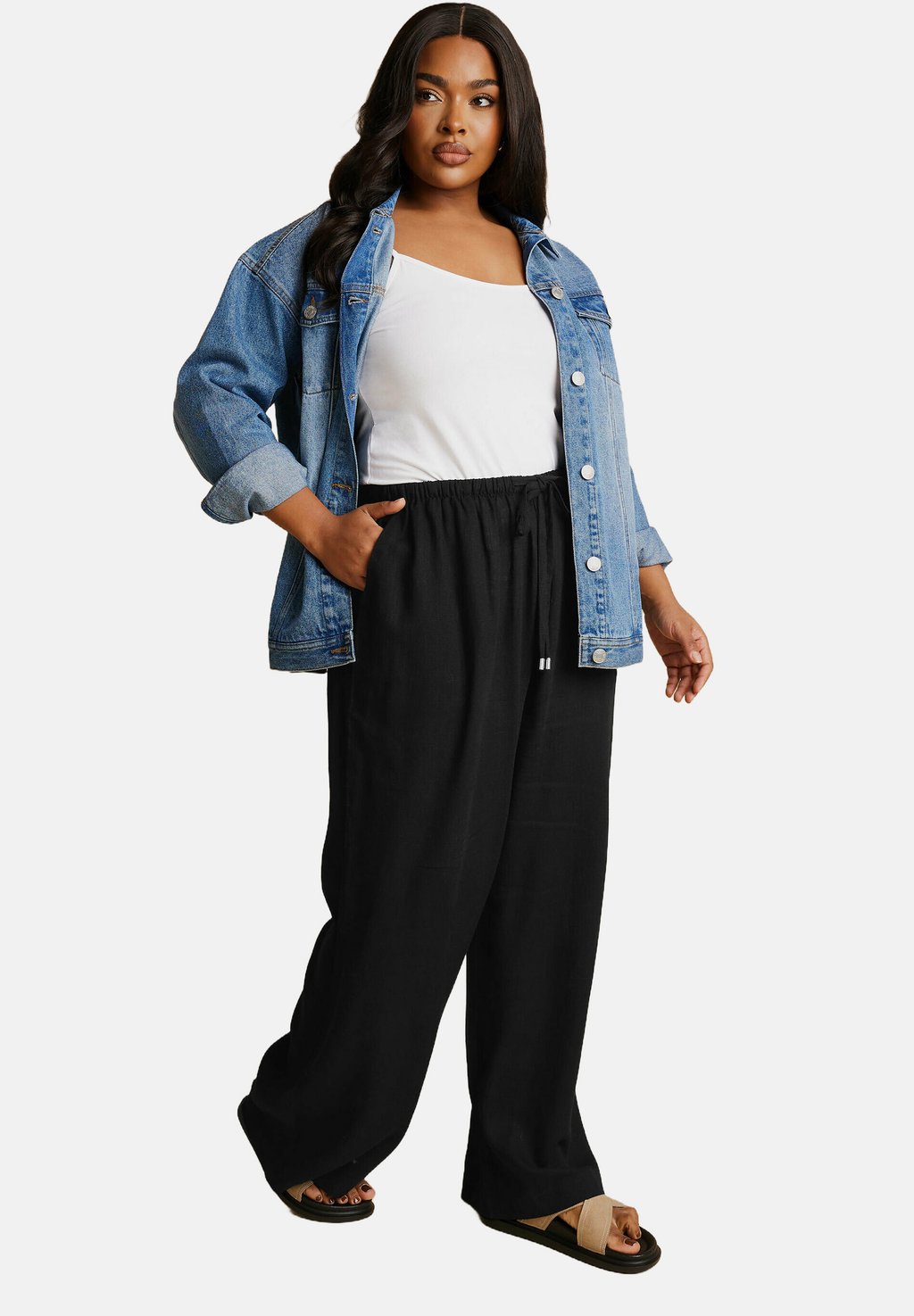 

Брюки TIE FRONT Yours Clothing, антрацит