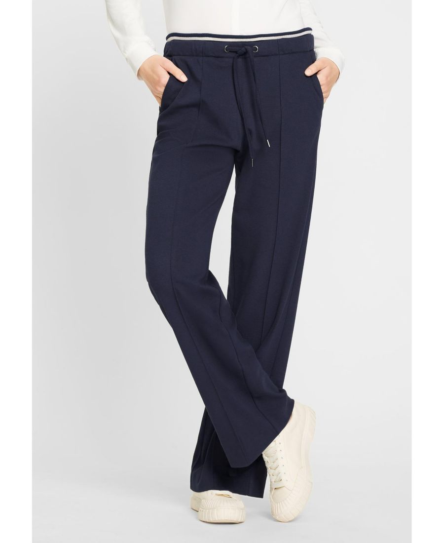 

Женские брюки Anna Fit с широкими штанинами, из эластичного трикотажа, на шнуровке Olsen, Ink blue