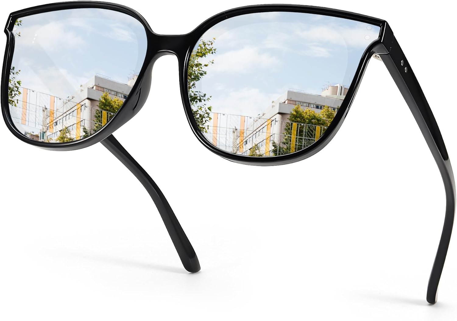 

Женские поляризованные солнцезащитные очки SIPHEW с зеркальными линзами — увеличенная оправа «кошачий глаз» с защитой от УФ-излучения, S10-black Frame Sliver Mirror Lens