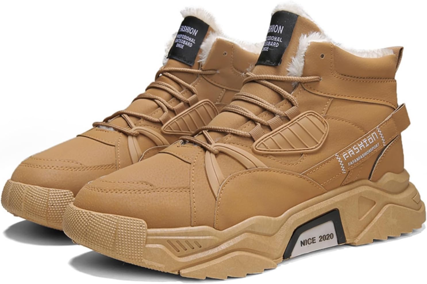 

Мужские зимние высокие ботинки, с толстым флисовым утеплителем для тепла, регулируемый ремешок и шнуровка, прочная подошва, удобная посадка для повседневной носки и активного отдыха в холодную погоду Khwfjas, коричневый