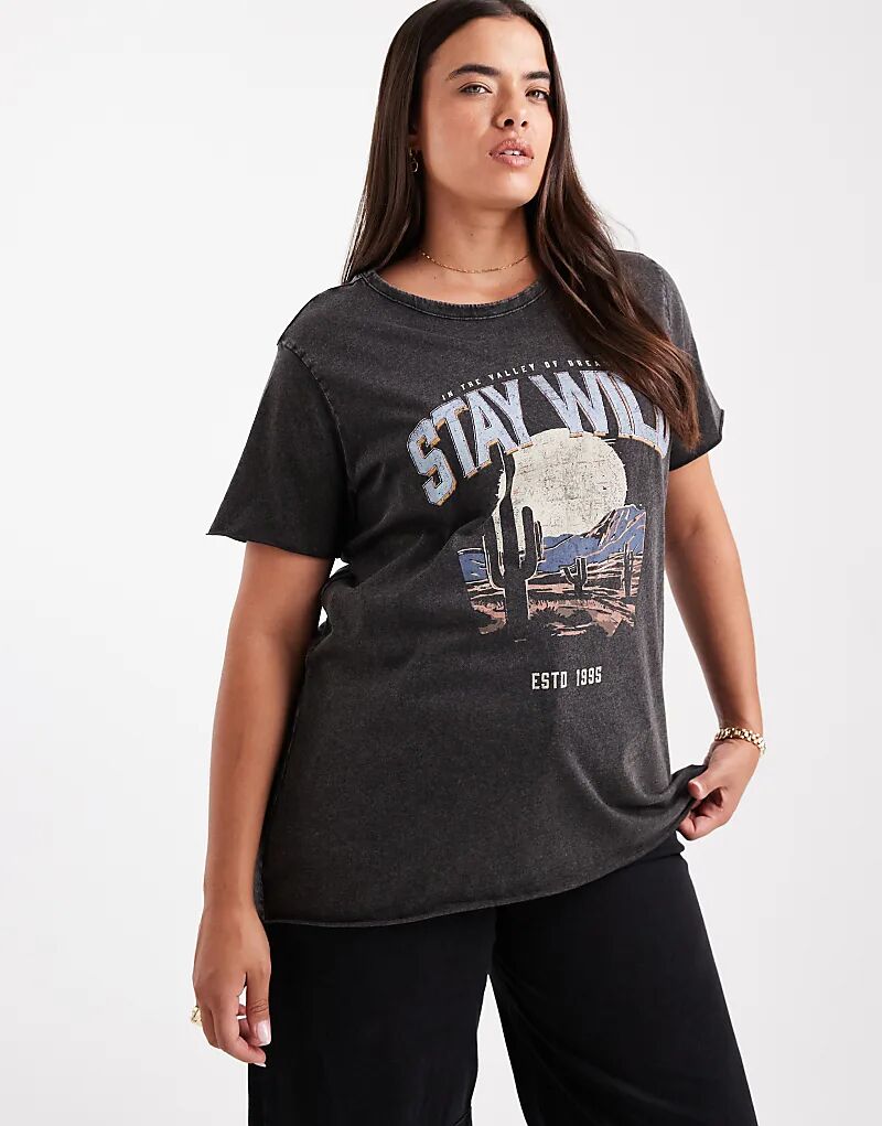 

Футболка с принтом Curve Stay Wild черного цвета