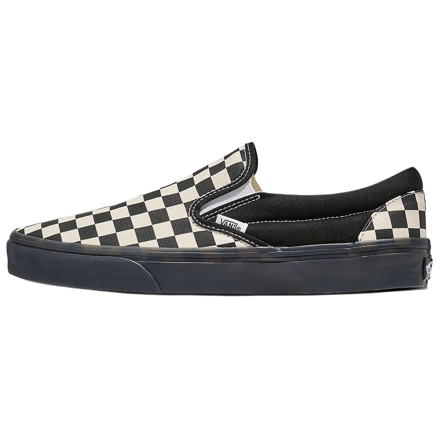 Vans Классические слипоны с шахматной доской, черно-бело-черные, с черной подошвой