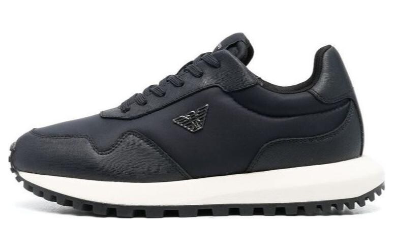 Кроссовки EMPORIO ARMANI Logo-appliqué Panelled Sneakers, синий