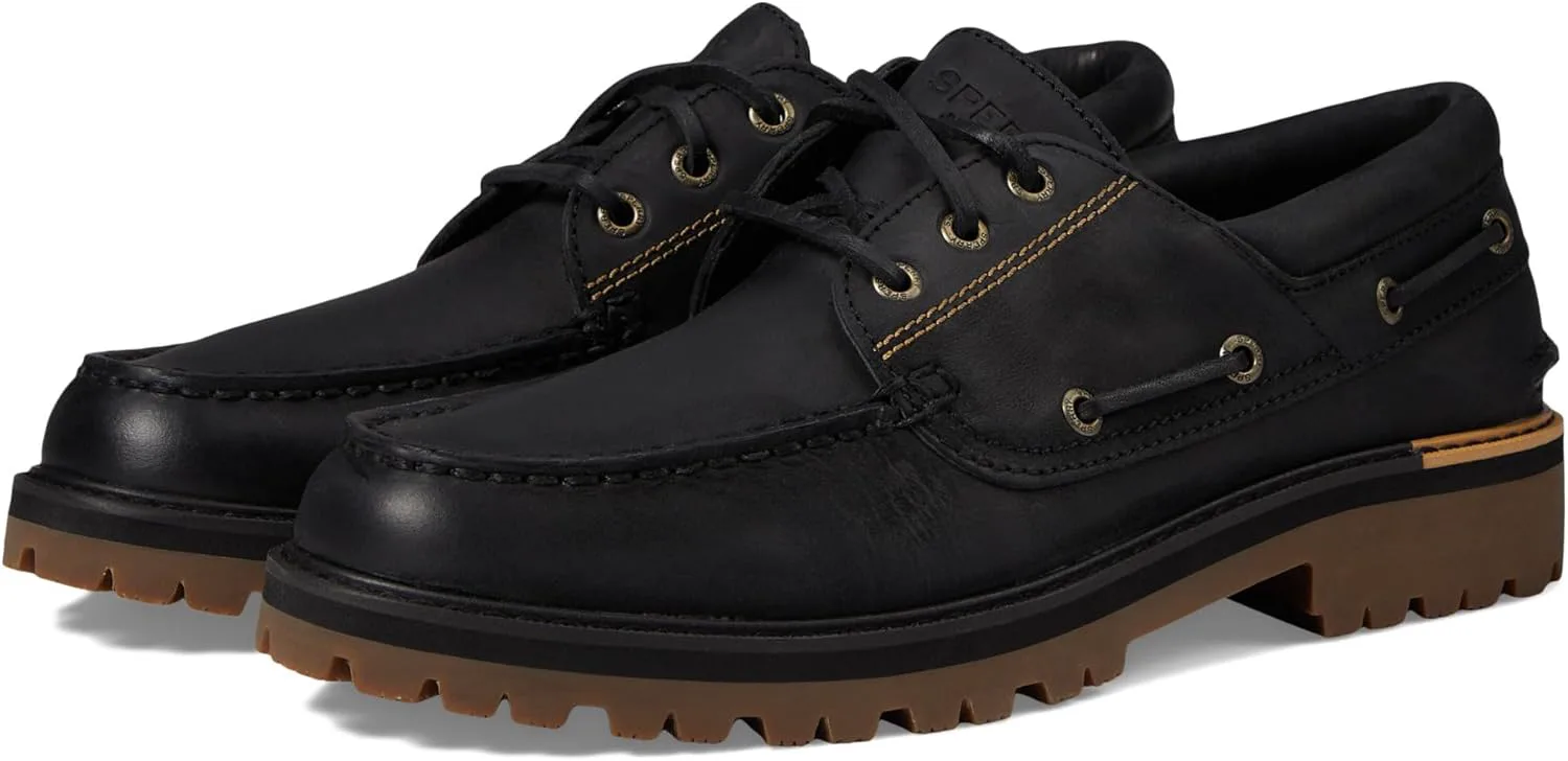 Мужские оригинальные лодочные туфли Sperry с 3 глазами, черный — фото 4