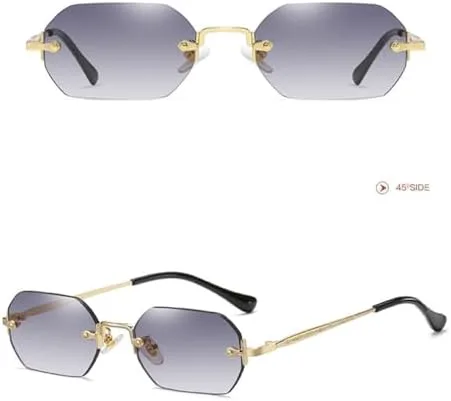 

Солнцезащитные очки без оправы, прямоугольные, маленькие, мужские и женские, металлические, золотистые, многоугольные, синие, 2023 UV400, без оправы MTZJH, 8