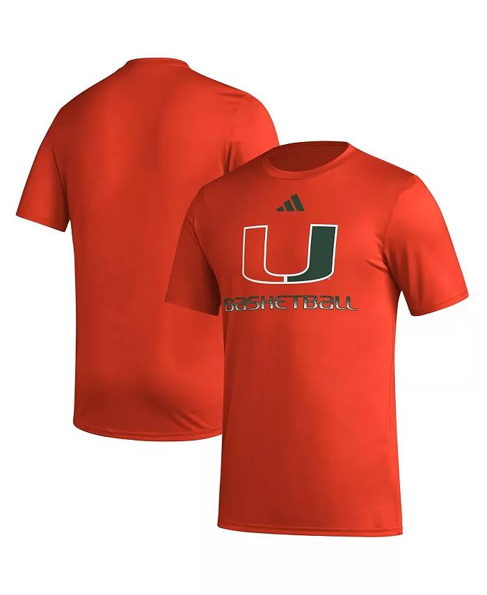 

Мужская оранжевая баскетбольная футболка Miami Hurricanes Fadeaway Pregame AEROREADY adidas