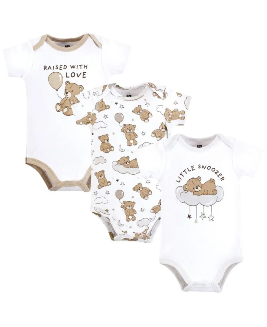 Комплект из трех мягких хлопковых боди Hudson Baby, Dreamy Teddy