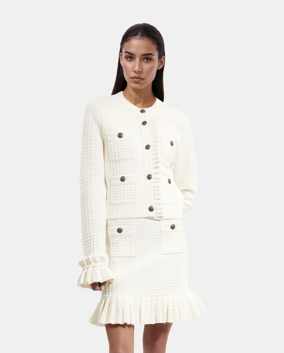 

Женский прямой кардиган с плиссировкой The Kooples, бежевый