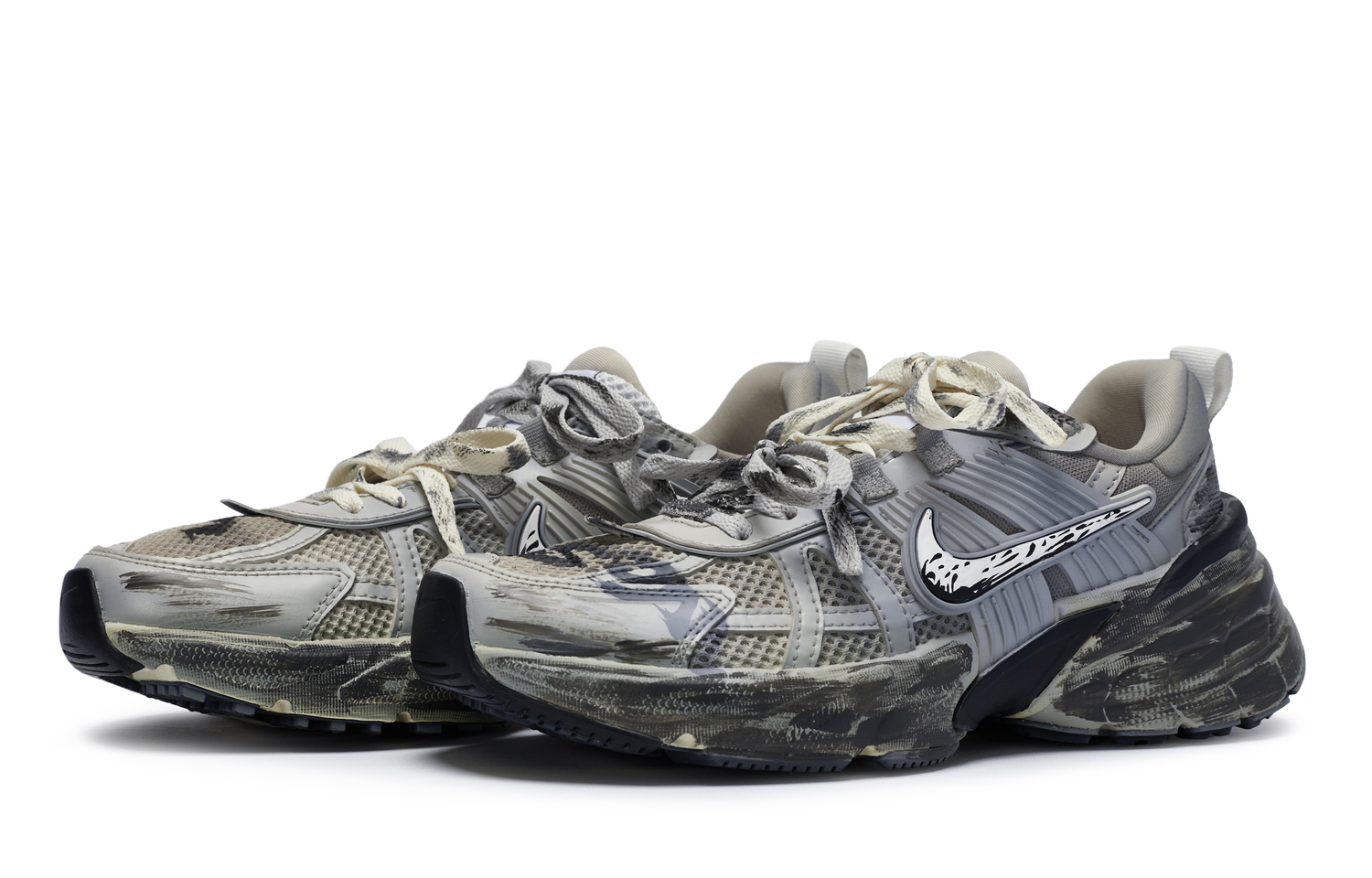 Nike V2K Run нескользящие низкие кроссовки унисекс синий серый желтый, цвет Blue Gray Yellow — фото 4