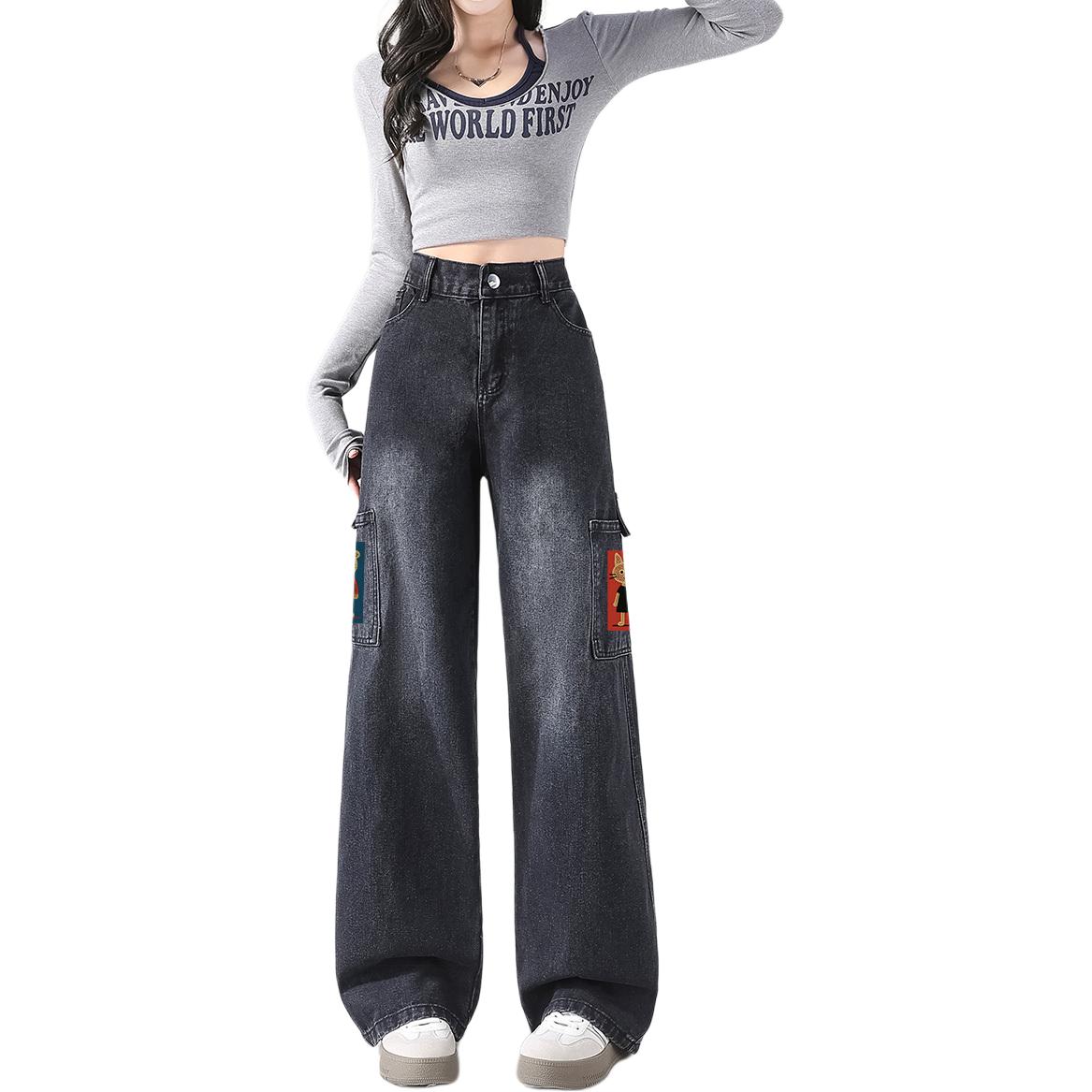 

Джинсы женские Moderate Straight Fit WARRIOR, черный серый