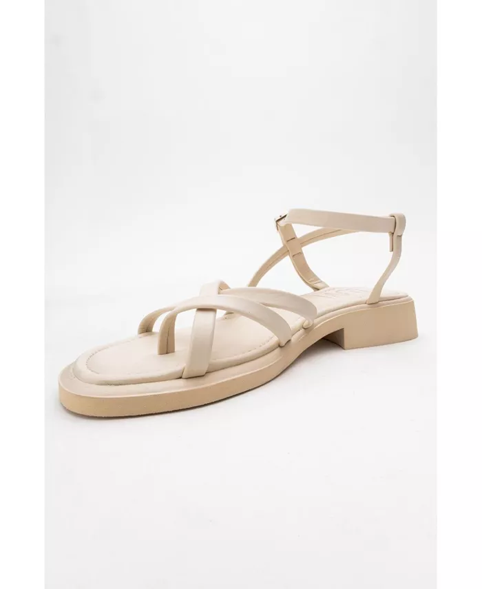 Антас Strappy Кожаные Плоские Сандалии (Женщины) Forever & Always Shoes, коричневый/бежевый — фото 3