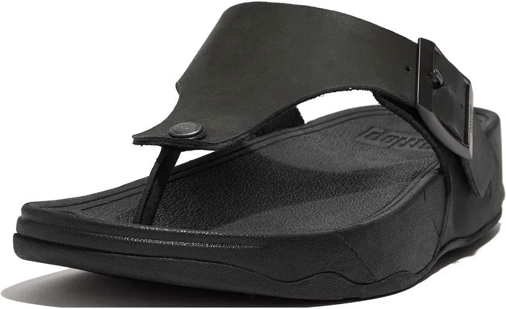 Мужские сандалии-шлепанцы Fitflop Trakk II с пряжкой и кожаным перемычкой между пальцами, Black