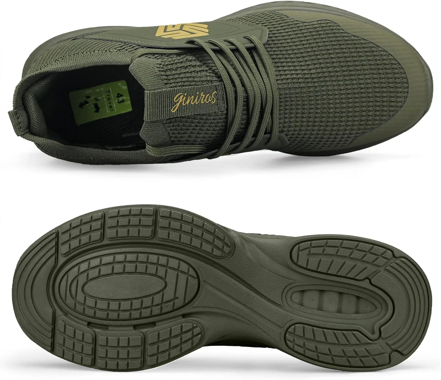 

Мужские слипоны для ходьбы, нескользящие кроссовки для бега, дышащие спортивные кроссовки, легкие кроссовки для тренажерного зала Giniros, зеленый