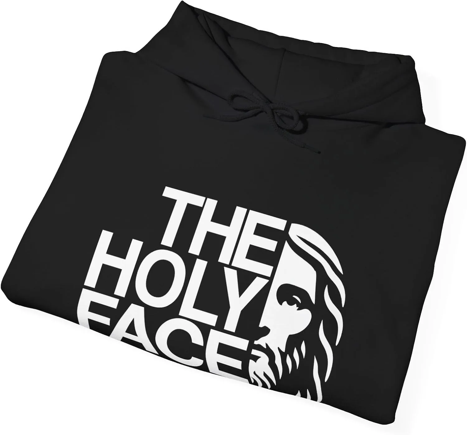 Худи Holy Face - толстовка с изображением Иисуса для христианских спортсменов и любителей спортивной одежды на религиозную тематику GENERIC, черный — фото 4