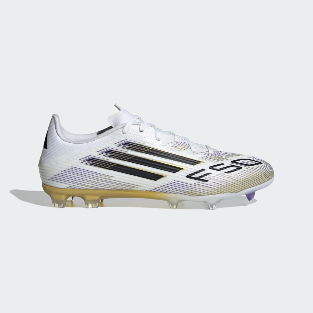 Бутсы Adidas F50 League Firm/Multi-Ground Cleats, цвет Cloud White/Core Black/Gold Metallic — фото 2