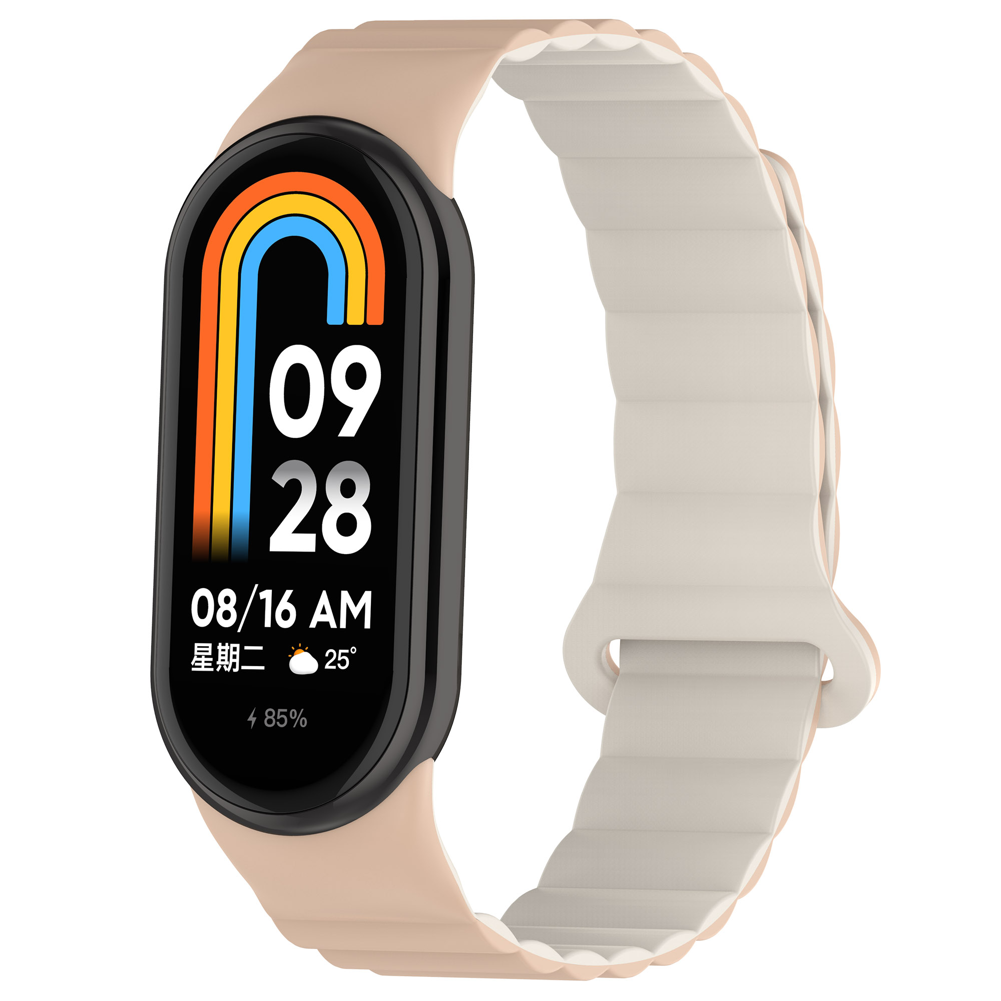

IBOANN Часы Strap Xiaomi Compatibility Silicone Material, Milk Tea Rock White
