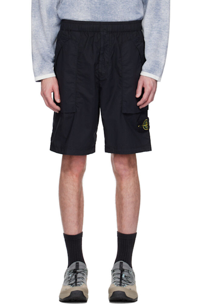 

Шорты паракадут Tela из темно-синего эластичного хлопка Stone Island
