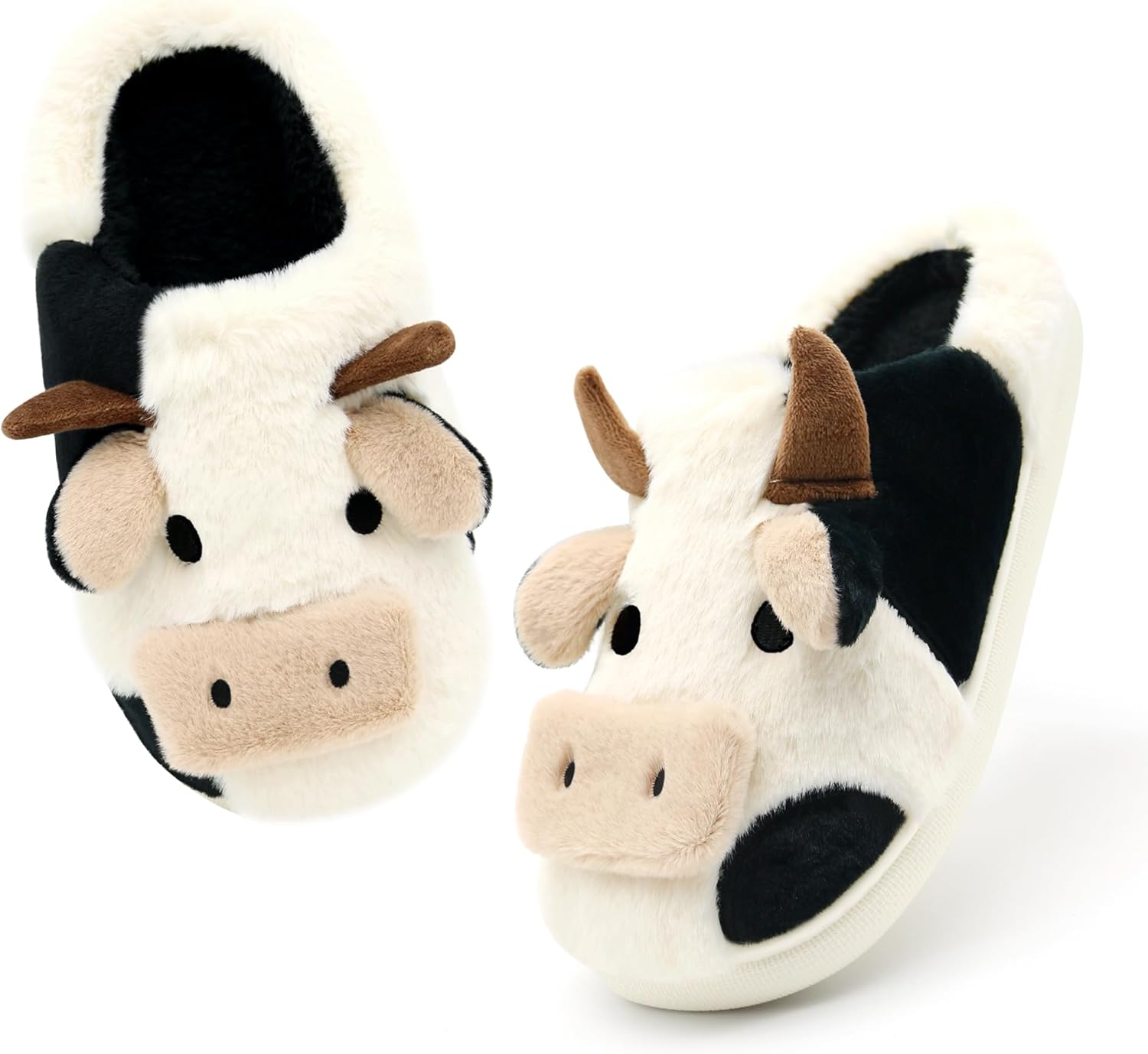 

Милые тапочки с коровой для женщин и мужчин, пушистые тапочки с мультяшными животными, забавные домашние тапочки для спальни, мягкие и уютные Xildir, Open Back