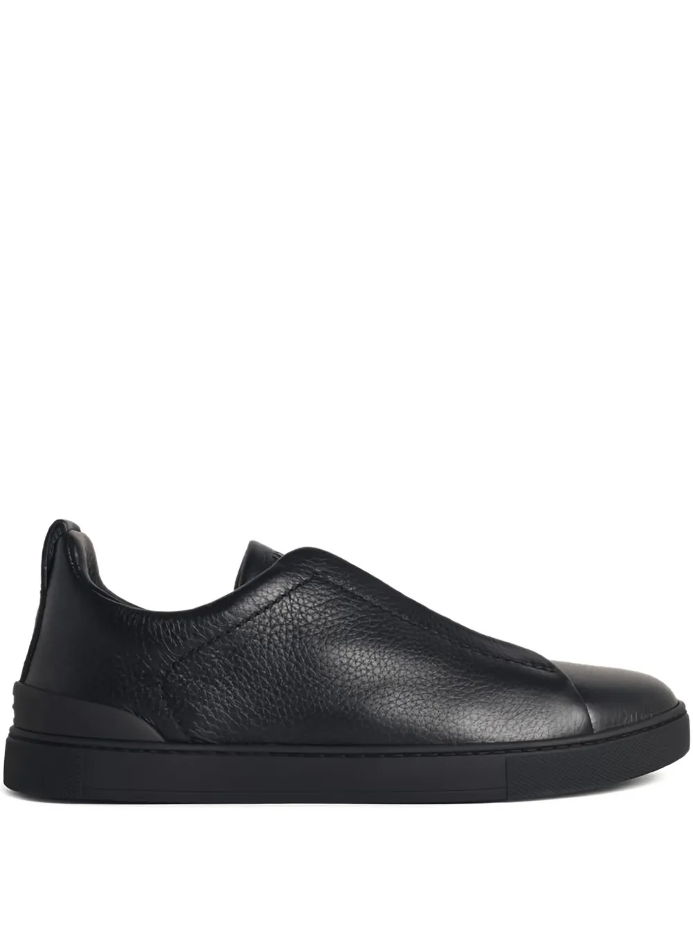 

Кожаные кроссовки с резинкой Zegna, черный
