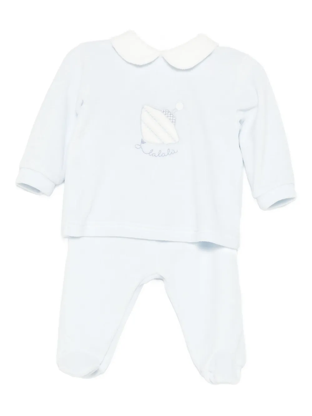 

Детский комбинезон с вышивкой-аппликацией (набор из двух штук) LALALU, синий