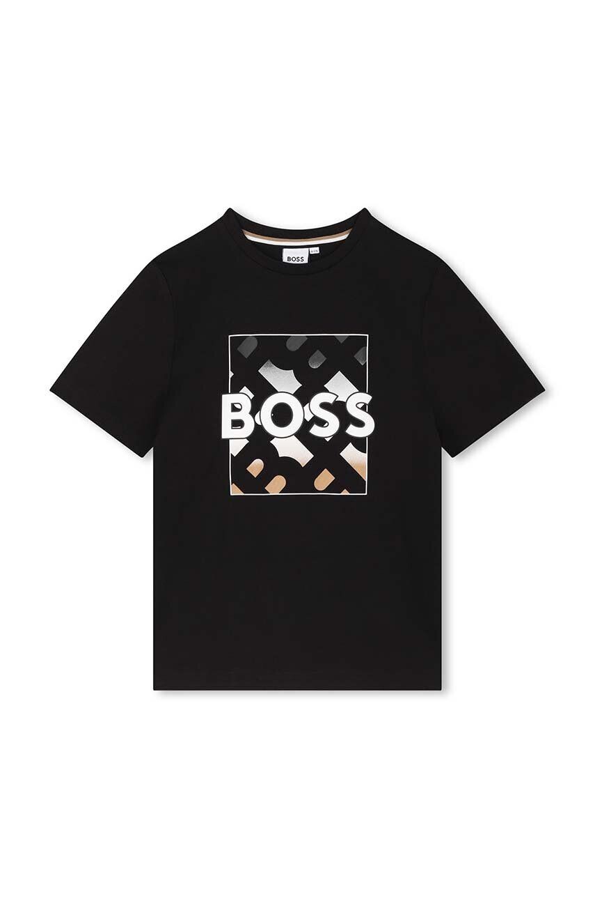 

Детская хлопковая футболка BOSS, черный
