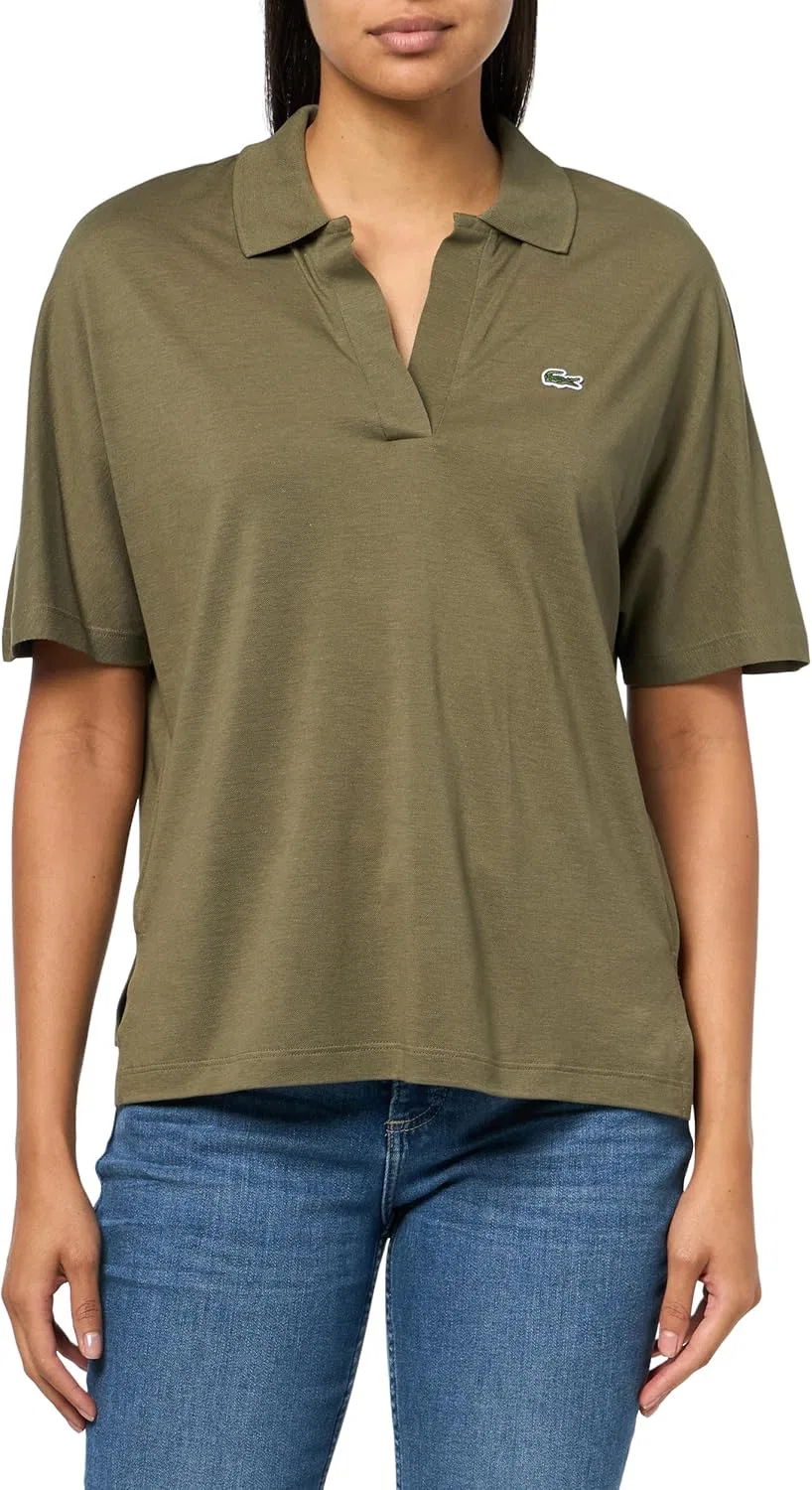 Поло Lacoste Relaxed Fit Fluid Piqué, Оливковое