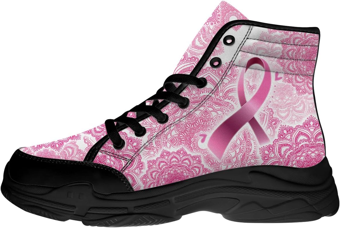 

Кеды на шнуровке высокие для женщин и мужчин с принтом «Рак груди», подарки для нее и него Quorax, 3110 Breast Cancer Mandala