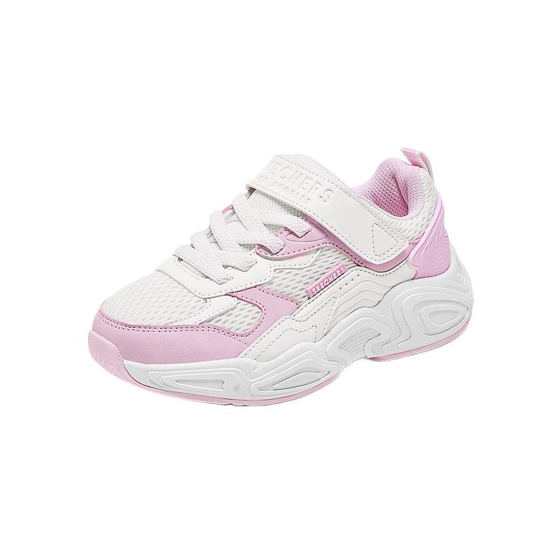 Износостойкие термокроссовки для детей, низкие, для повседневной носки Skechers Kids, белый/розовый — фото 2