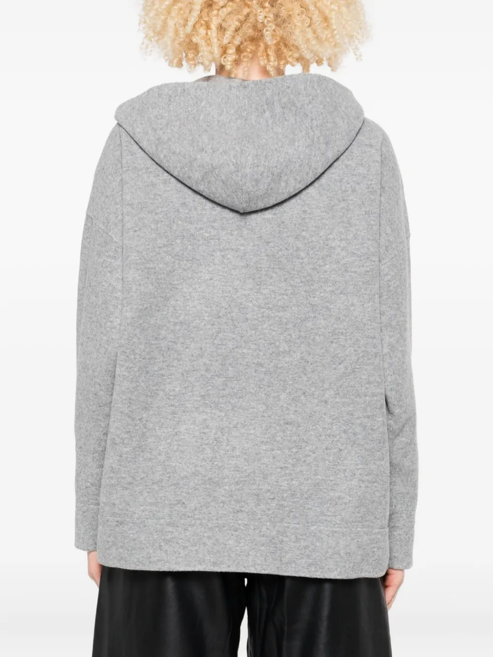 Толстовка с капюшоном из смесовой шерсти на молнии MAX MARA, серый — фото 4