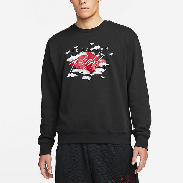Толстовка Men's Air Jordan Logo Alphabet Embroidered Sports Round Neck Pullover Black, черный — фото 4