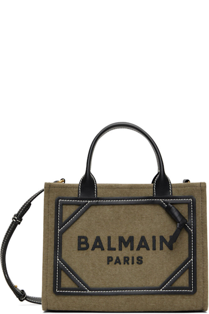 

Сумка-тоут B-Army Small Tote цвета хаки и черного цвета Balmain